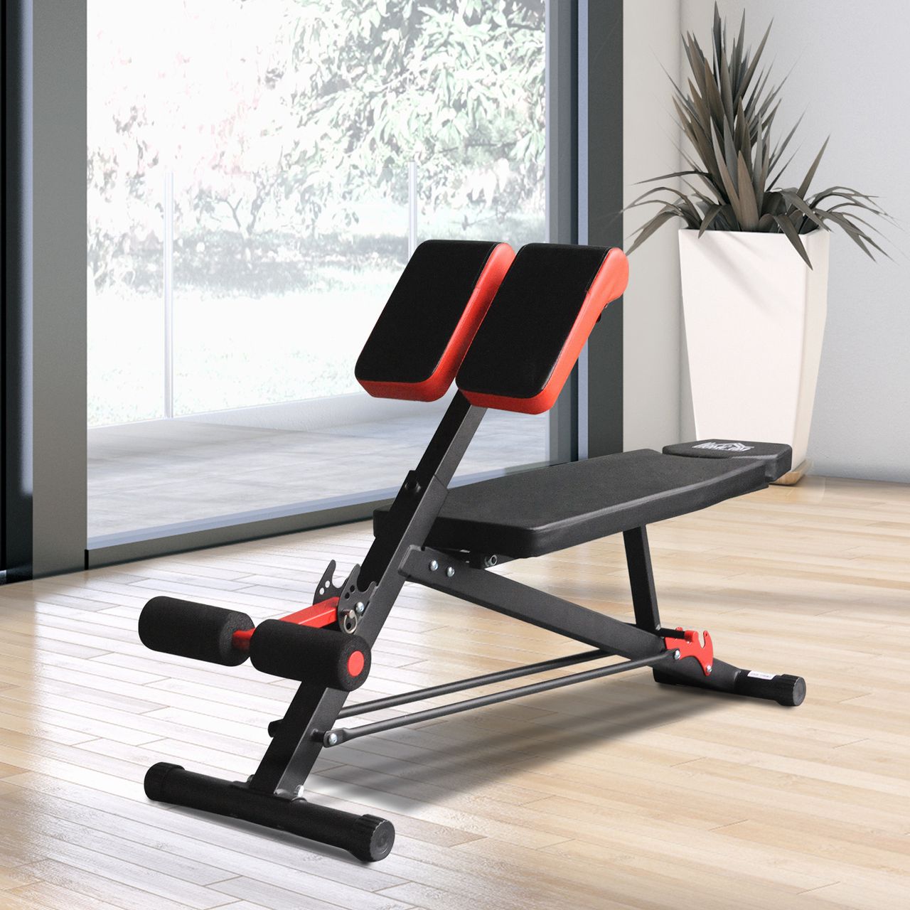 HOMCOM Hantelbank Fitnessbank Schrägbank Multifunktion Bauchtrainer Stahl