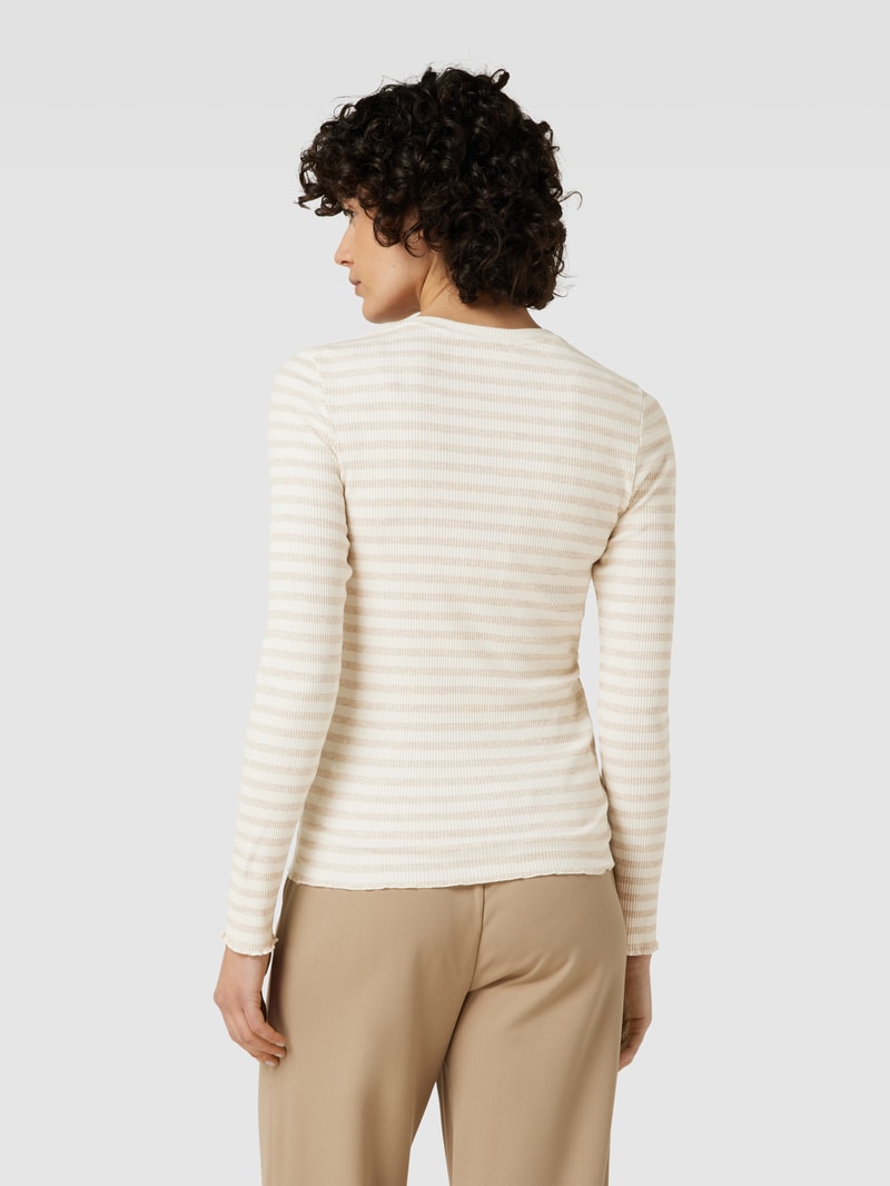 Longsleeve mit Streifenmuster Modell 'ANNA' in sand