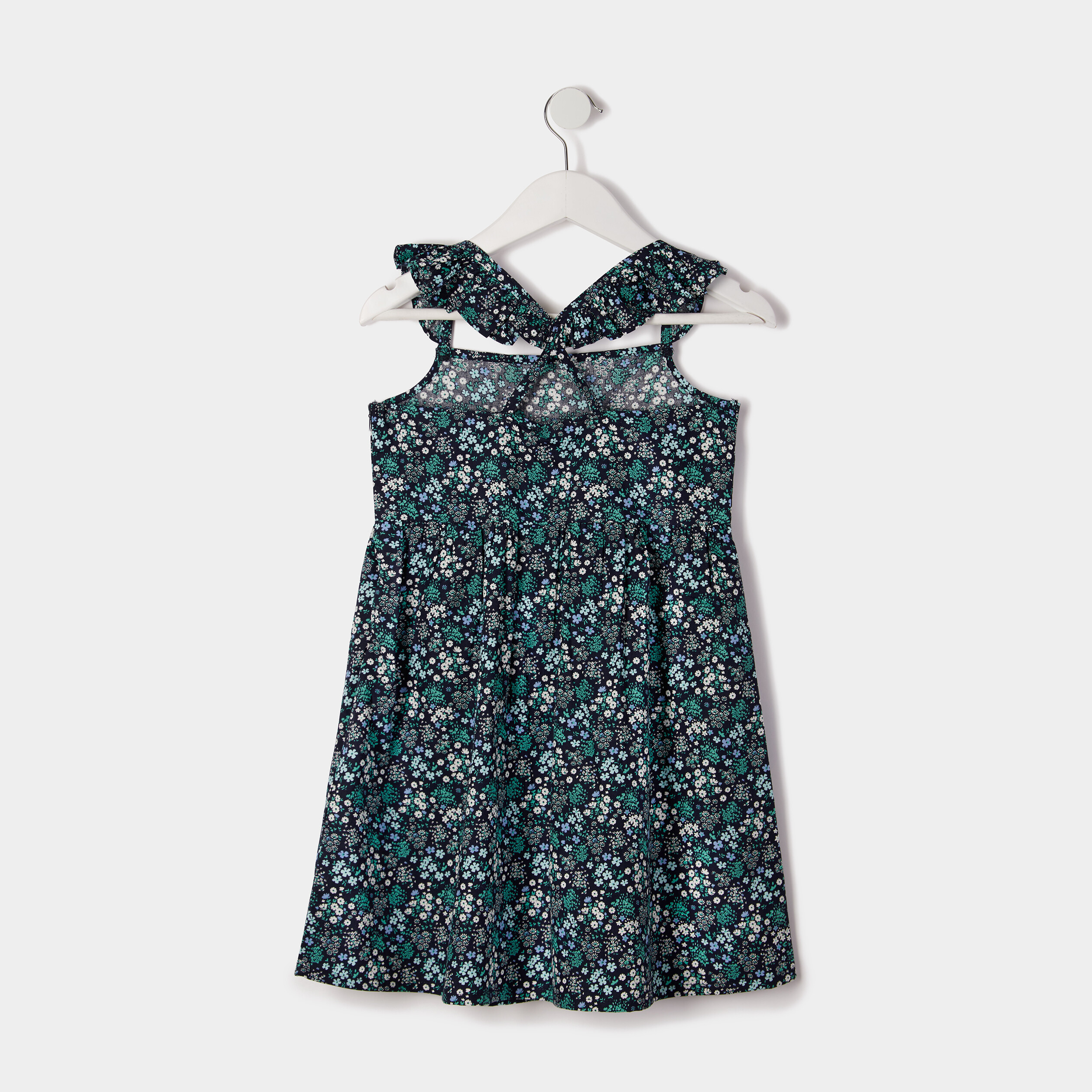 Robe évasée à bretelles croisées bleu marine fille | La Halle