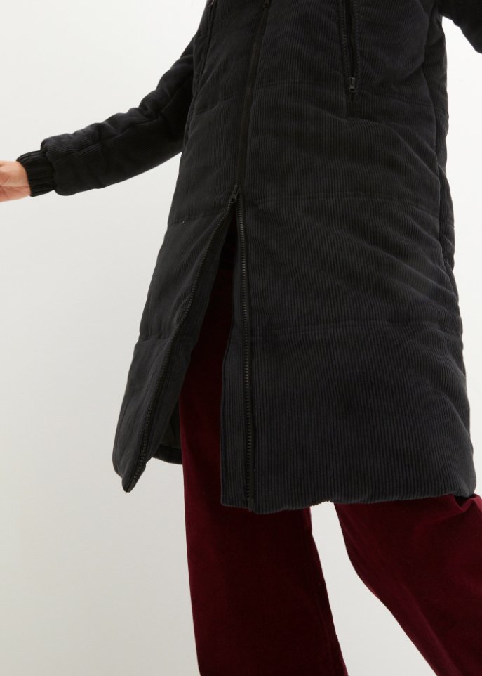 Kurzer Cord-Mantel mit Taschen