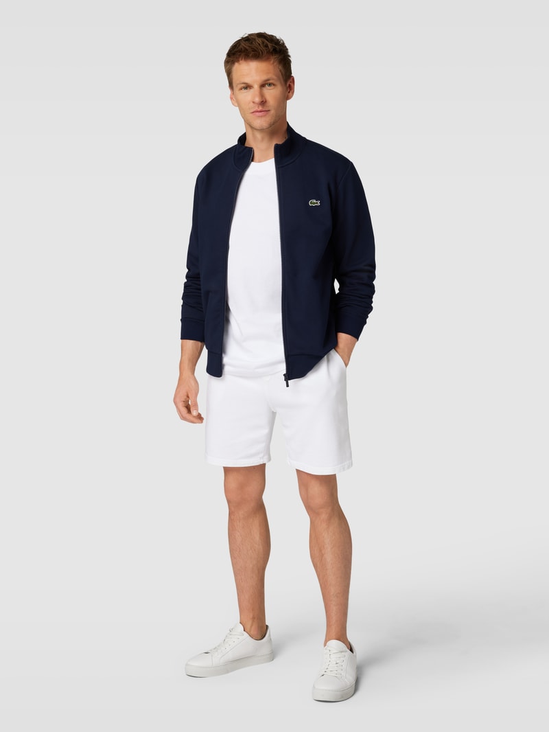 Sweatjacke mit Logo-Stitching in marineblau
