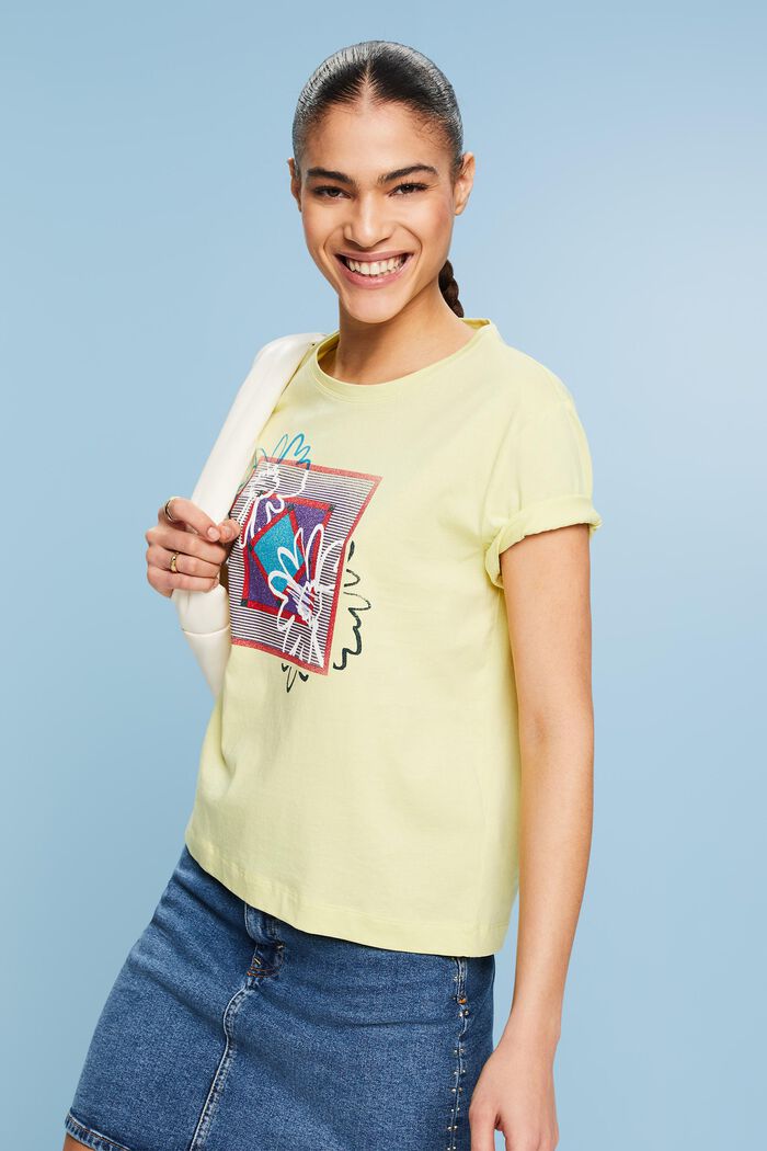 Jersey-T-Shirt mit Print vorne