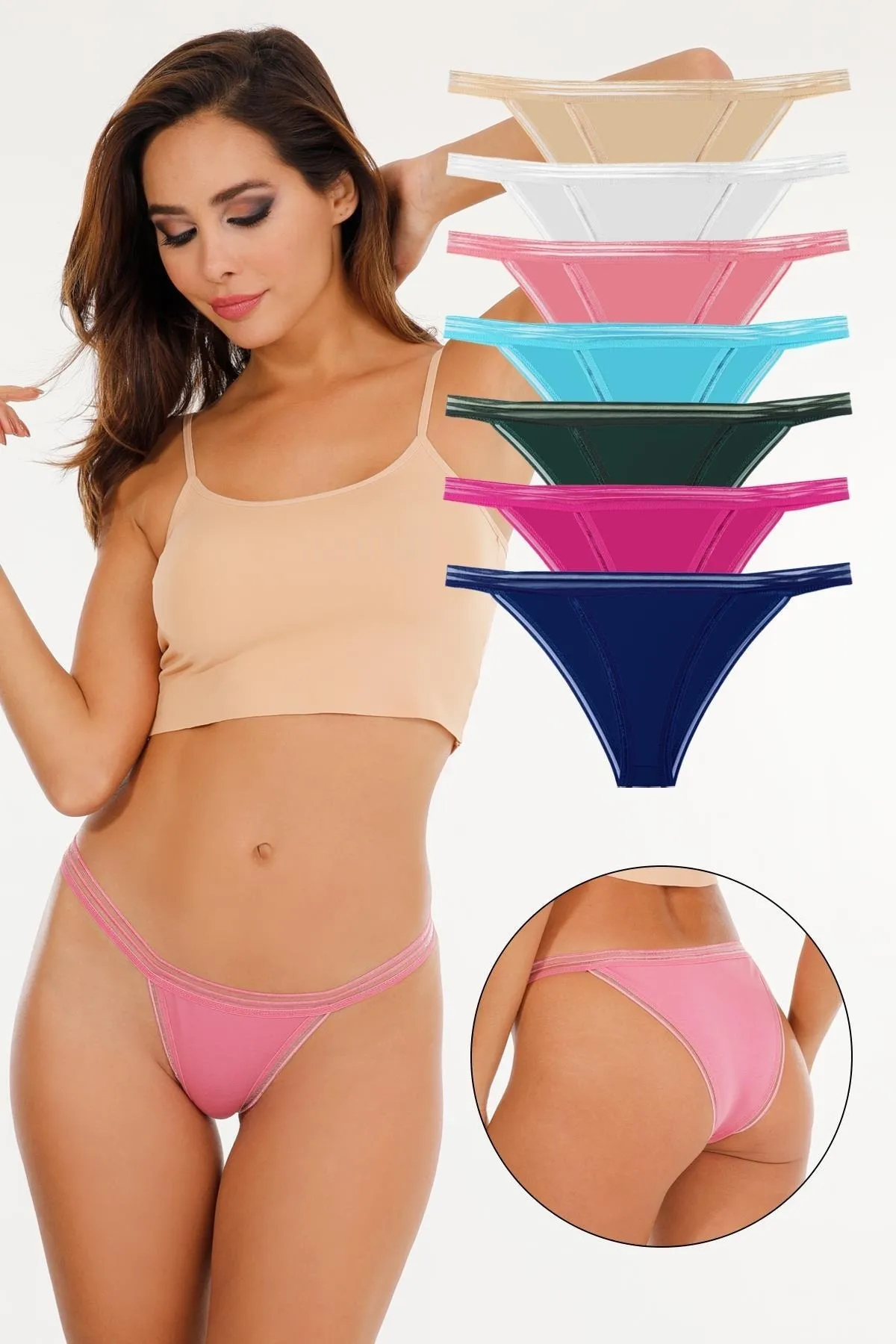 Sensu  Transparente elastische Bikini-Modell-Höschen für Damen, 7er-Pack, Set Kts3068