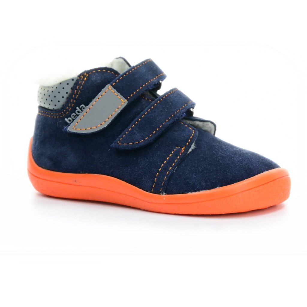 Beda Blue Mandarine mit Membran (BF 0001/W/MK/2) dunkelblaue Winterbarfußschuhe
