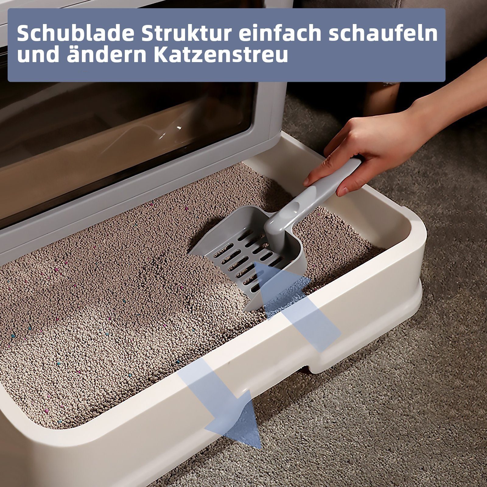 Wenta Katzentoilette Katzenklo mit Deckel, Schaufel, für Katzen bis zu 15 kg