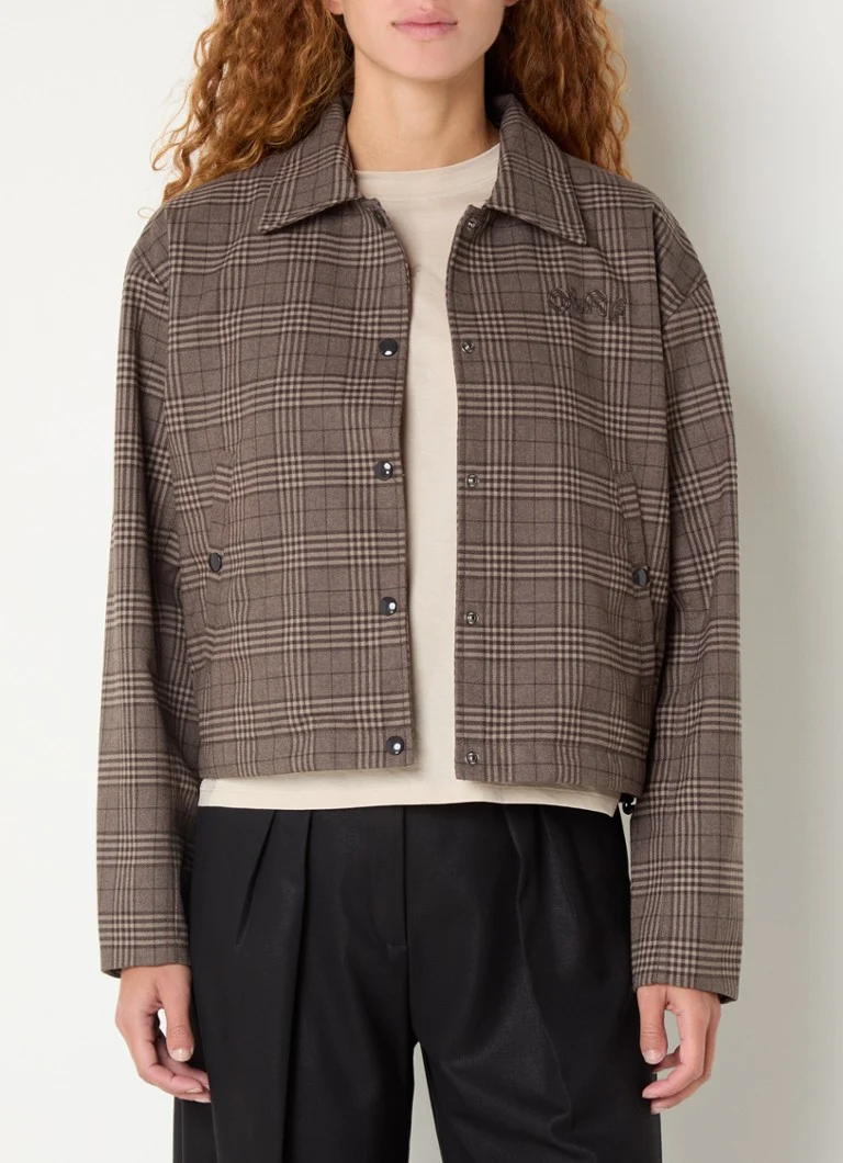OLAF Jacket in wool blend with checked design and logo
