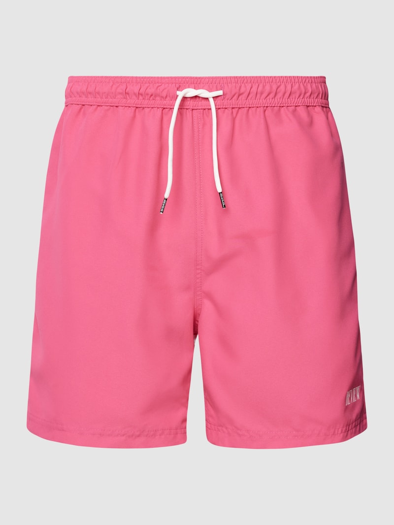 Badehose mit Label-Detail in neon rot