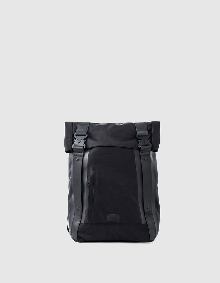 Sac à dos noir bi matière homme
