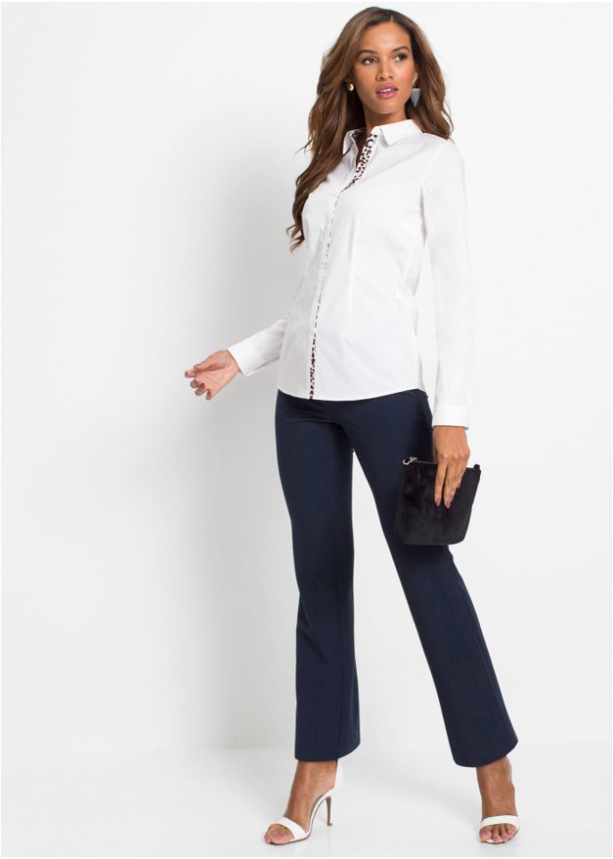 Bluse mit Leo-Satin Einsatz