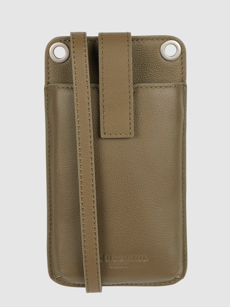 Handytasche aus Leder in olivgrün