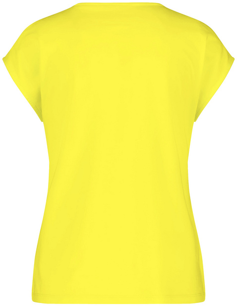 T-Shirt mit Material-Patch und Ziersteinchen