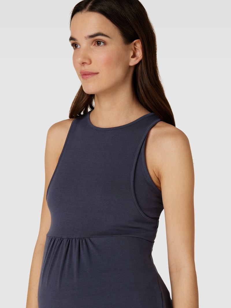 Knielanges Umstands-Kleid mit Still-Funktion Modell 'IDA' in marineblau