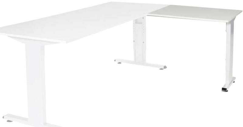 Schaffenburg Höhenverstellbar Schreibtisch-Erweiterung Rechteckig Holz Weiß T-Fuß 800 x 600 mm