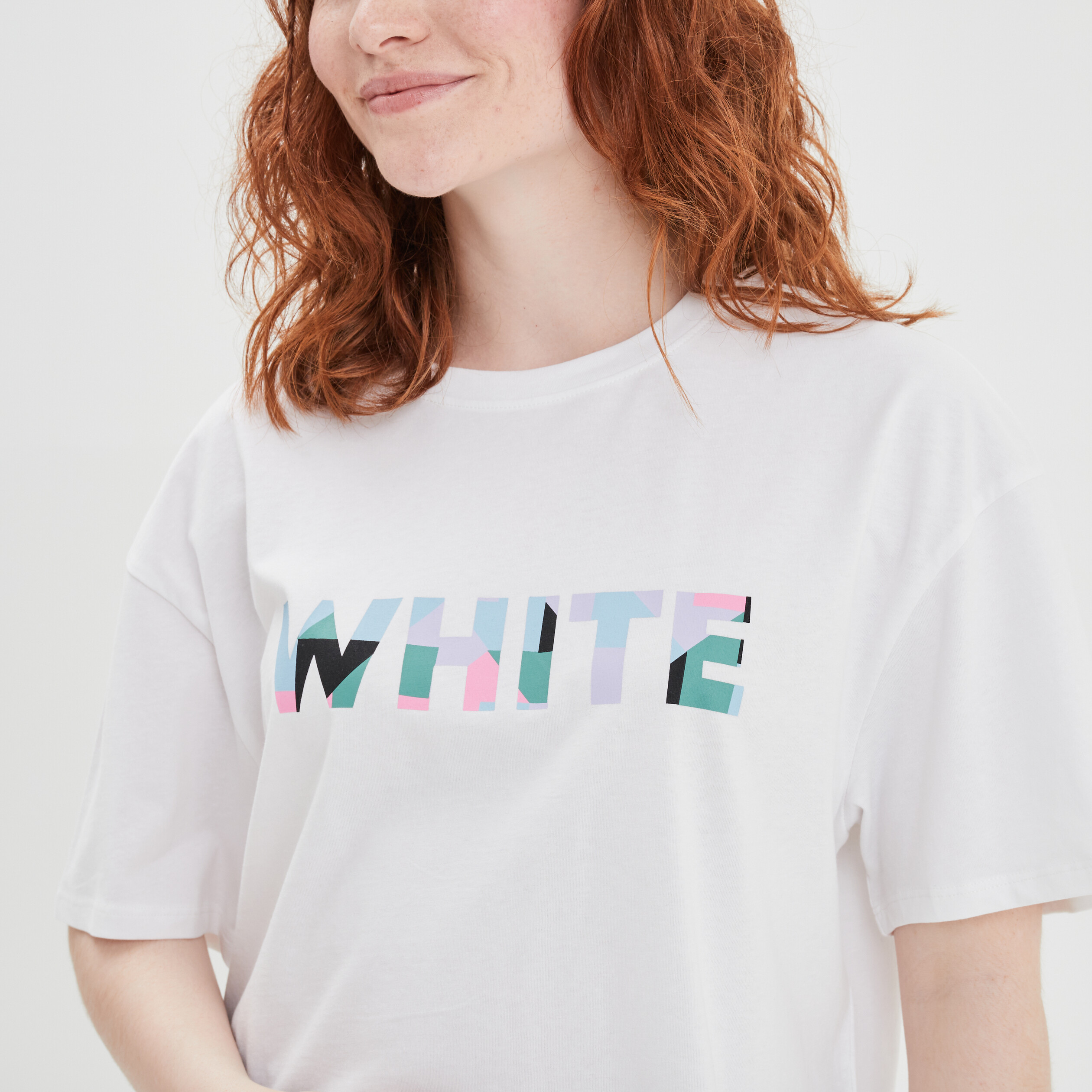 T-shirt oversize manches courtes coton ecru femme | La Halle