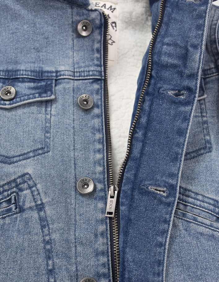 Veste en jean bleue fourrée parmenture molleton garçon