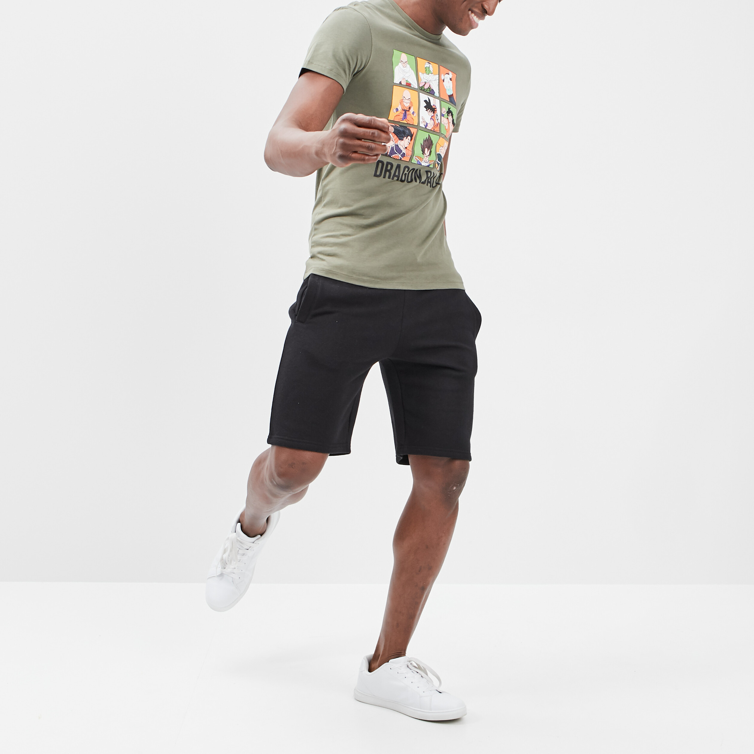 Short molletonné droit noir homme | La Halle