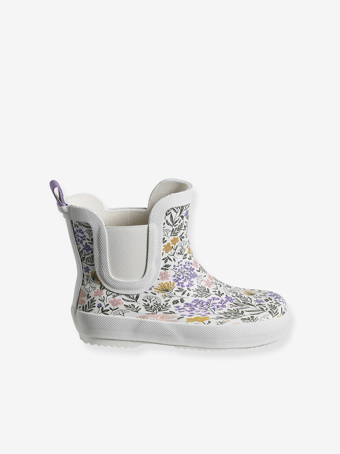 Vertbaudet Kinder Gummistiefel mit Blumen - weiß bedruckt