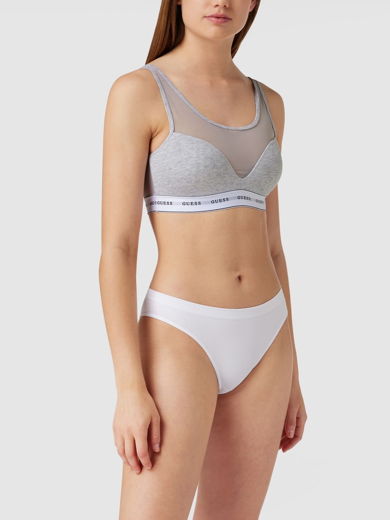 Bustier mit Label-Print in hellgrau meliert