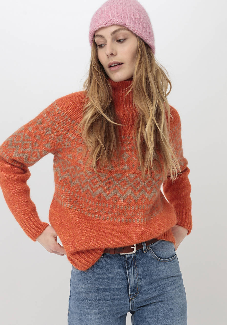 Jacquard-Pullover aus Alpaka mit Baumwolle