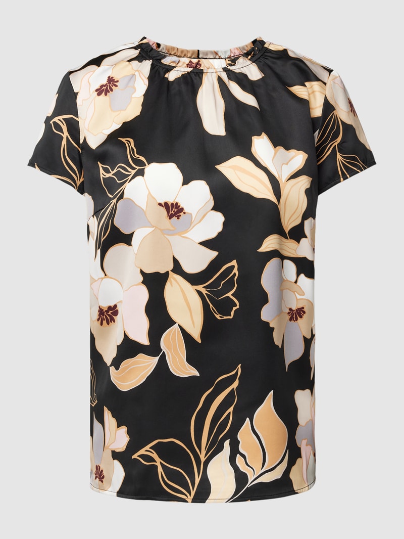 Blusenshirt mit floralem Allover-Muster in schwarz
