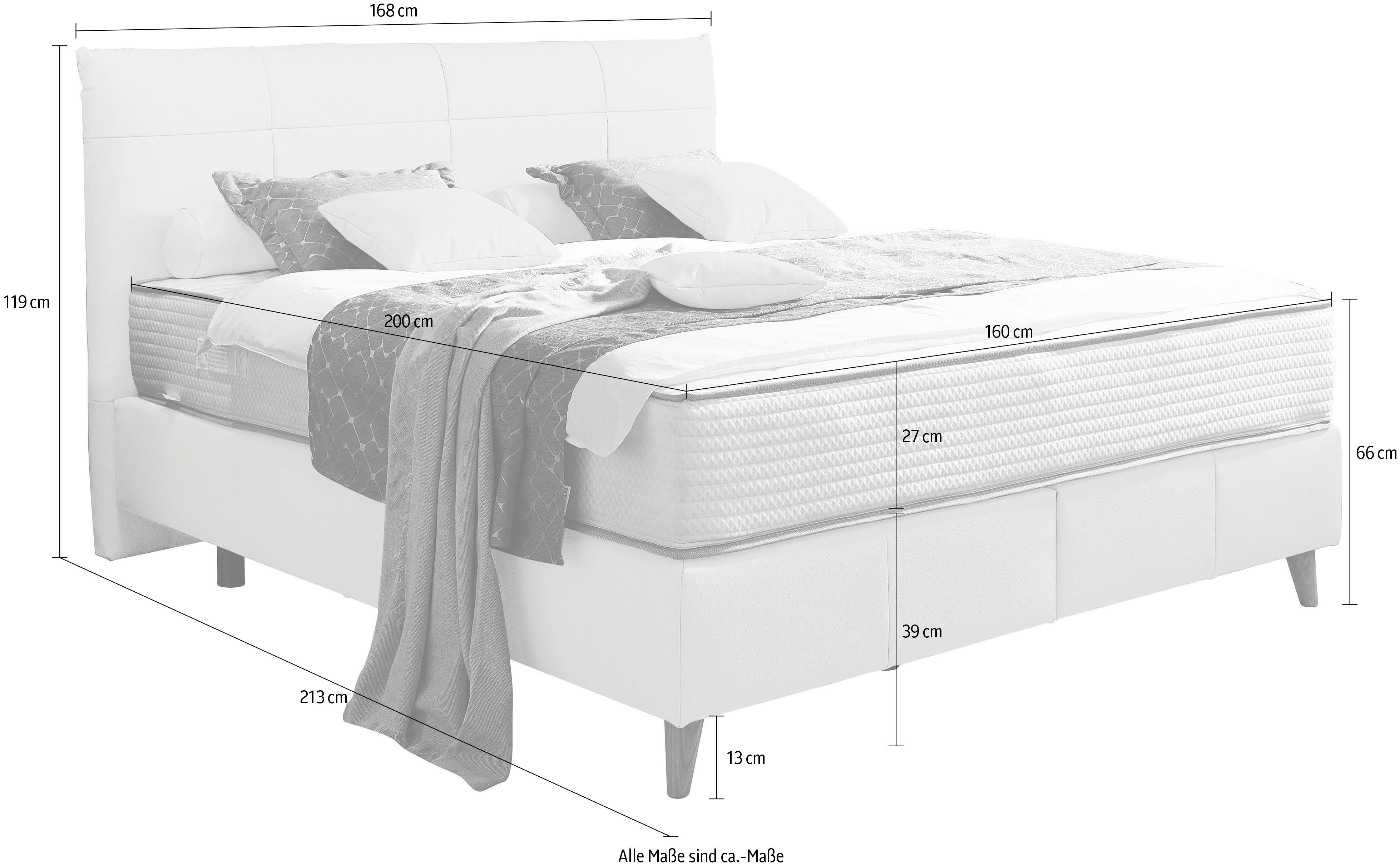 ADA trendline Boxspringbett Melida, inkl. Matratze in verschiedenen Härtegraden