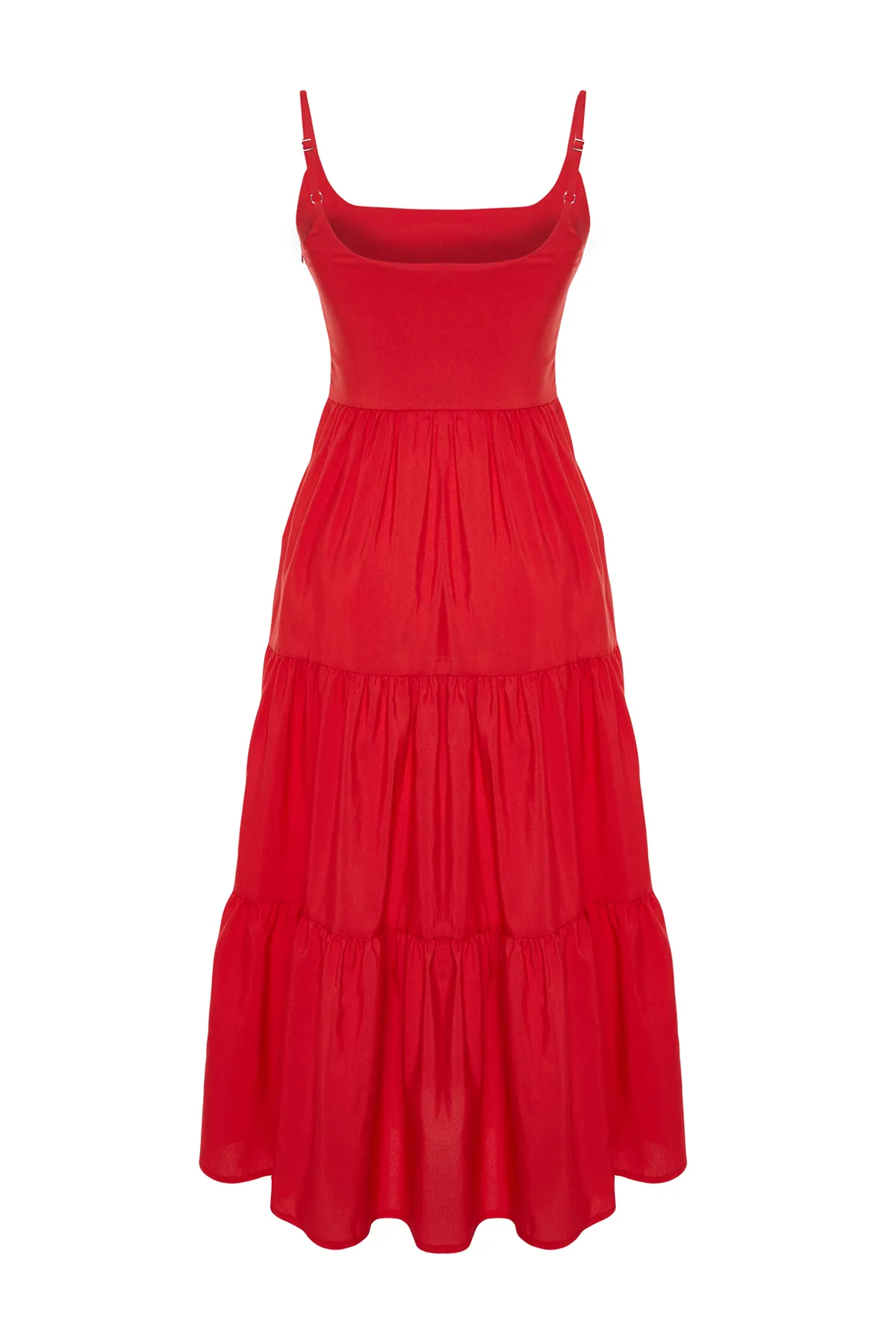 Trendyol Collection  Roter Rock mit Taillenöffnung, gewebter Baumwollmischung, Maxikleid TWOSS24EL00386