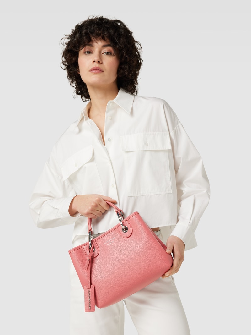 Shopper mit Schulterriemen und Label-Print in altrosa