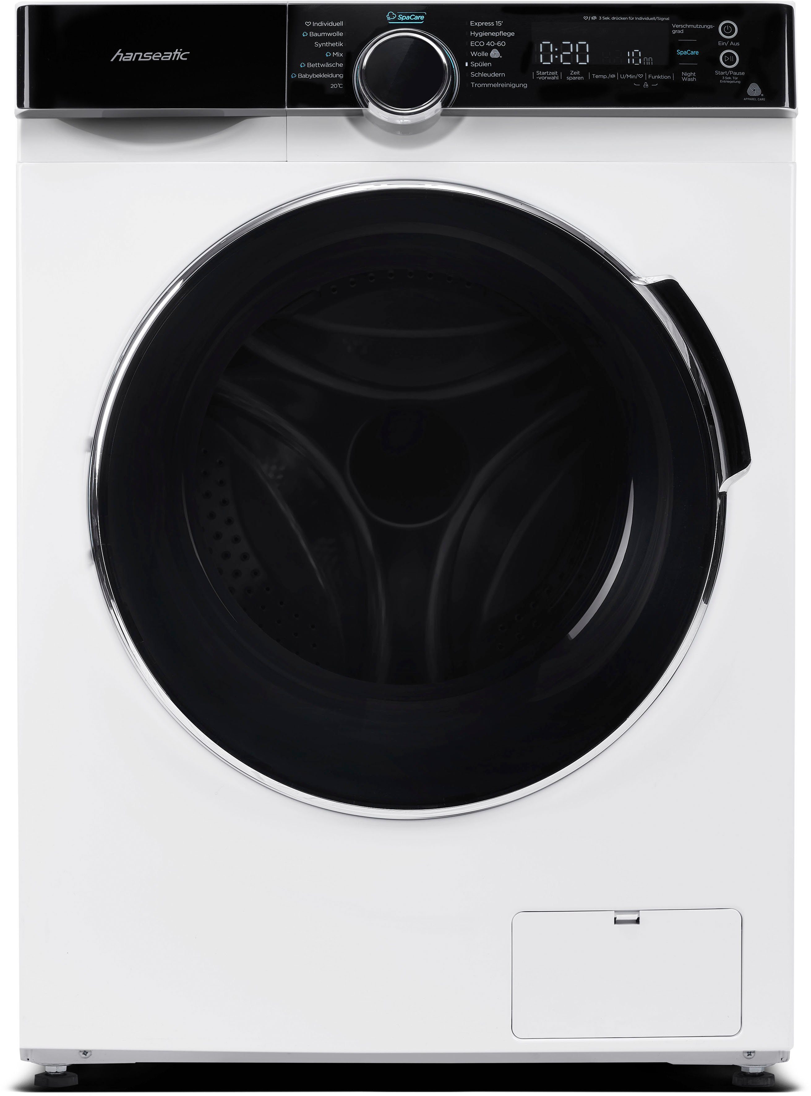 Hanseatic Waschmaschine HWMK814B, 8 kg, 1400 U/min, Nachtwaschprogramm, AquaStop, Dampfoption