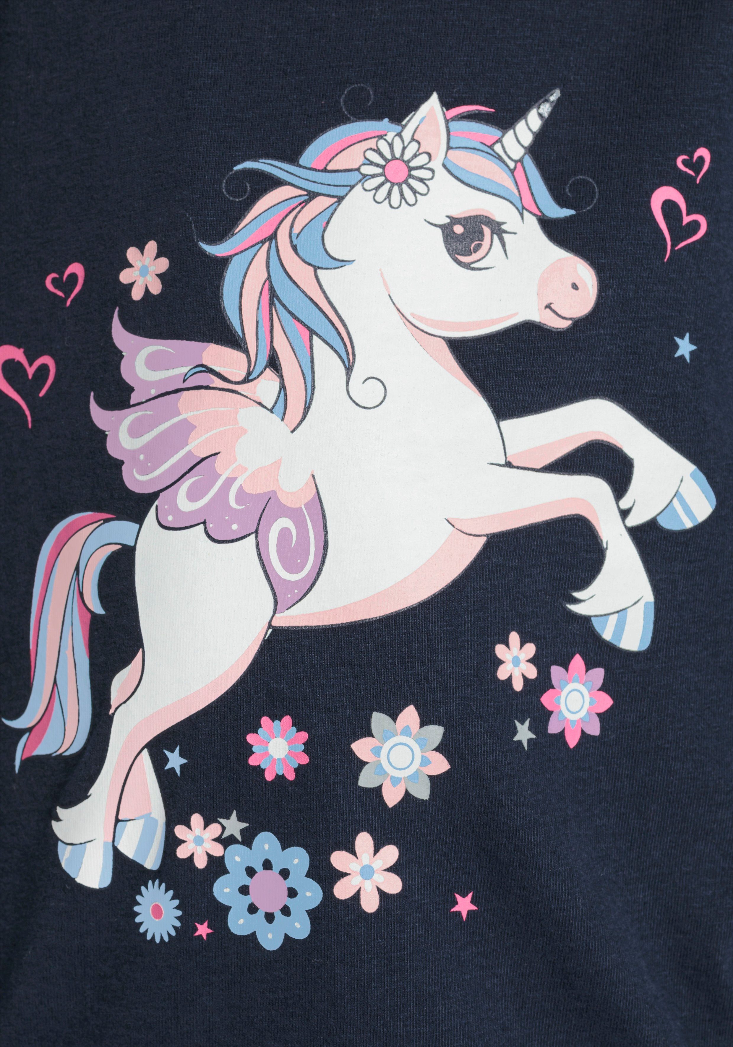KIDSWORLD Langarmshirt & Leggings EINHORN (Set, 2-tlg) Zipfelshirt + Leggings für kleine Mädchen