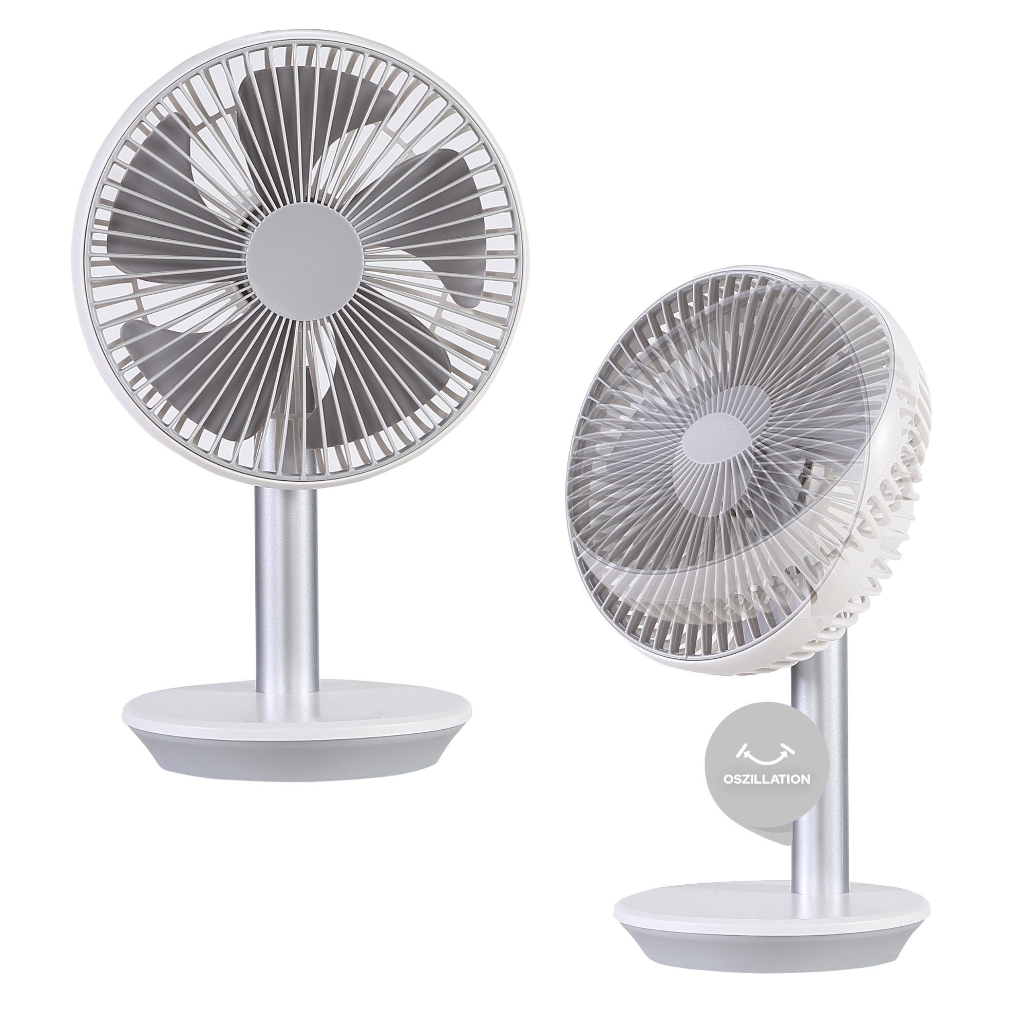 Arebos Tischventilator USB-Tischventilator mit Timer, wiederaufladbarer 2500 mAh