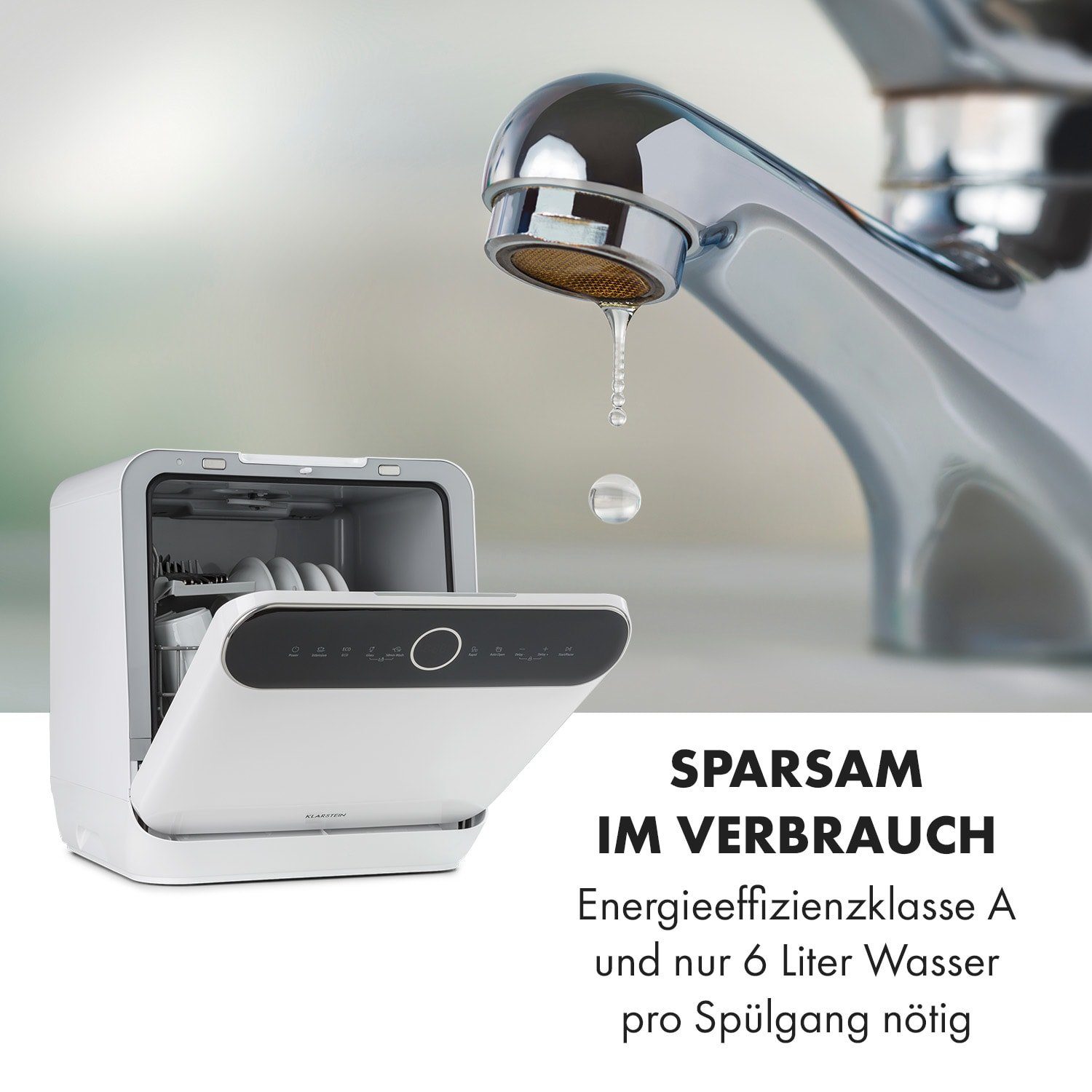 Klarstein Standgeschirrspüler Oceana Geschirrspüler freistehend installationsfrei 2 Gedecke 860W, 10035304, 6 l