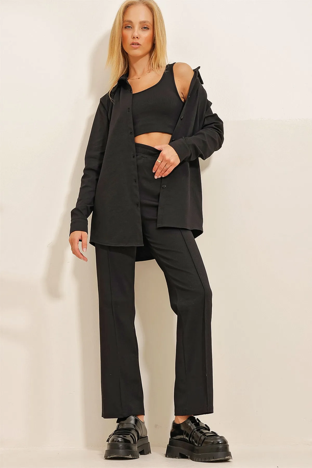 Trend Alaçatı Stili  Zweiteiler - Schwarz - Regular Fit