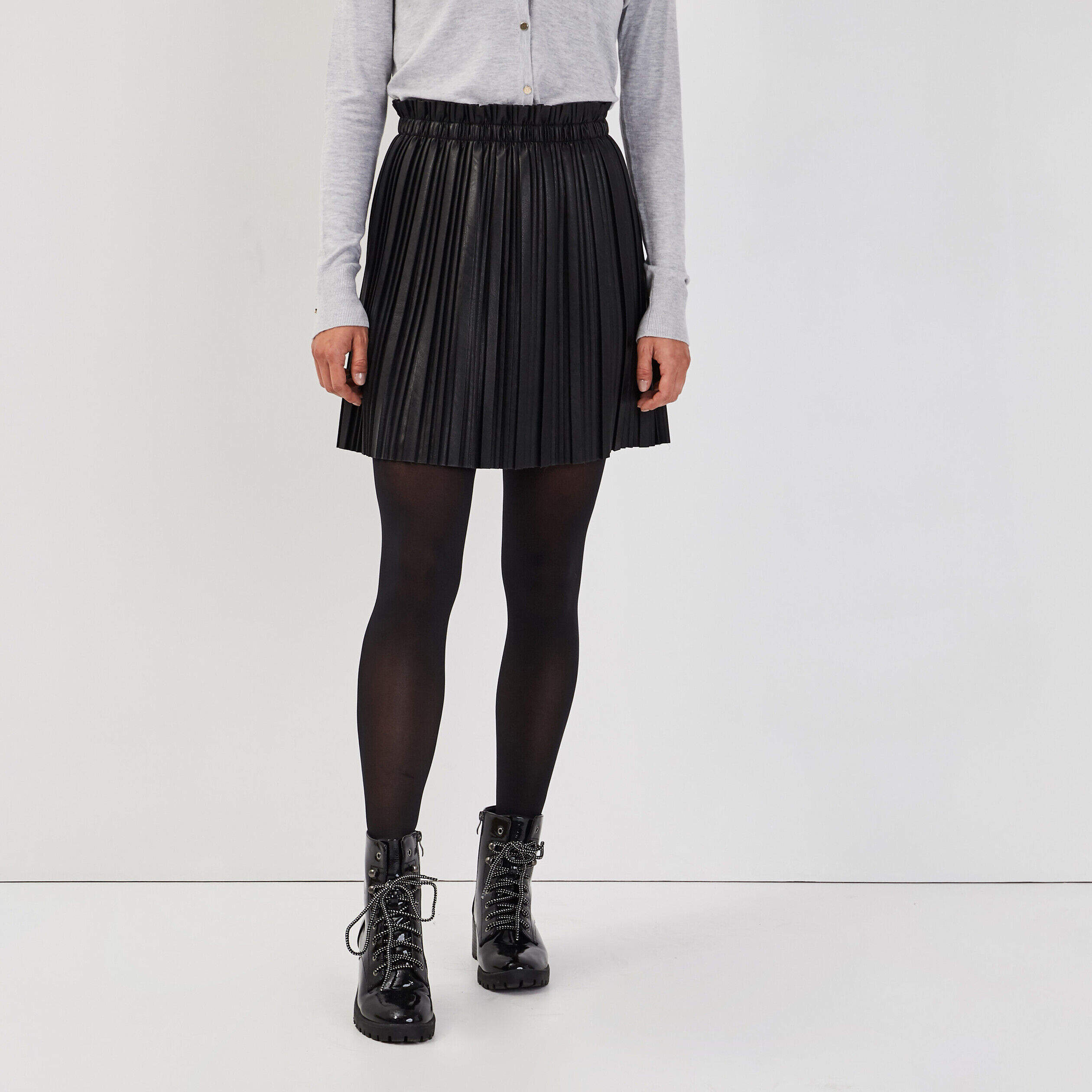 Jupe évasée plissée noir femme | Cache Cache