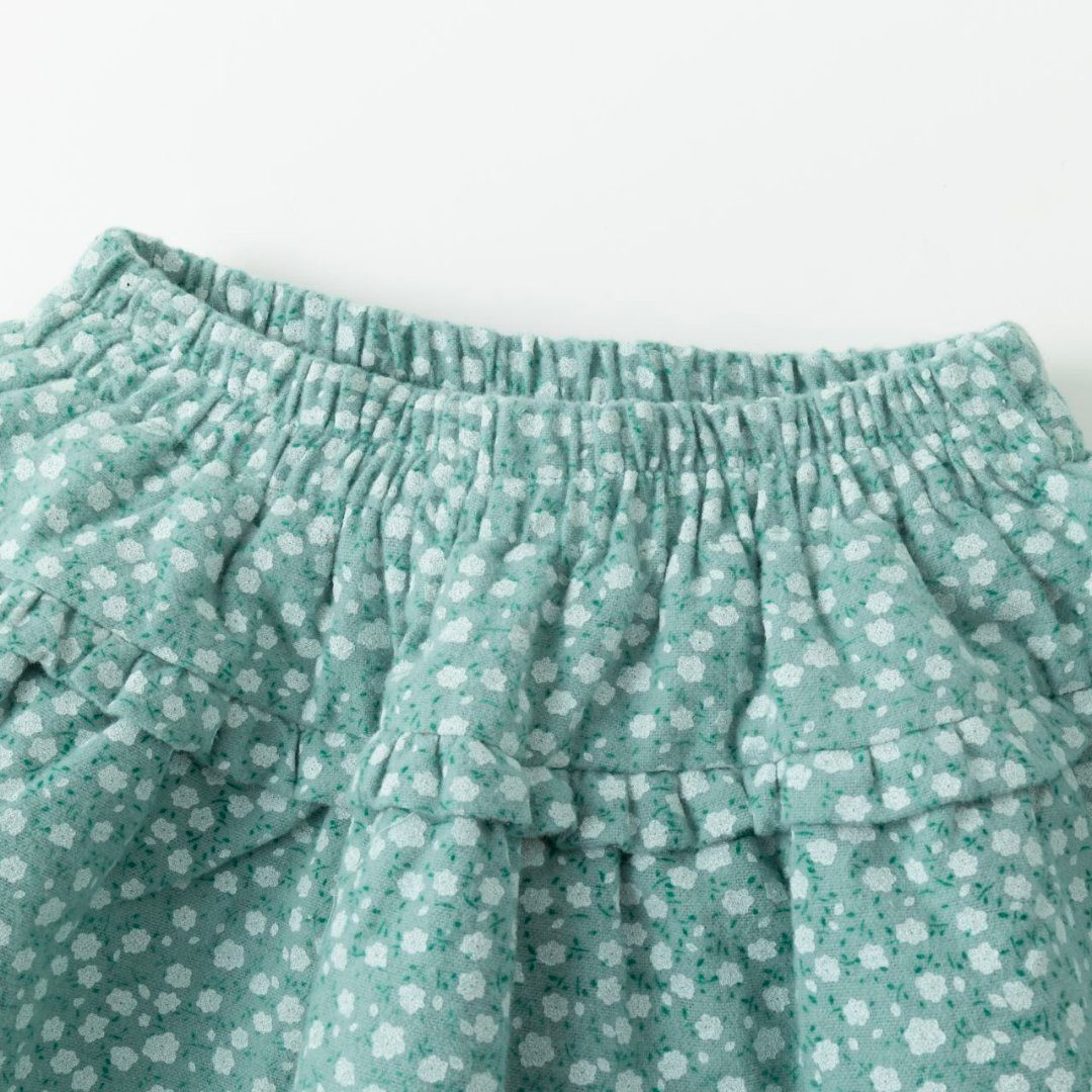 suebidou Midirock Mädchenrock aus Flanellstoff mit Liberty-Blumen mintgrün (116-tlg) lumen-Allover-Druck