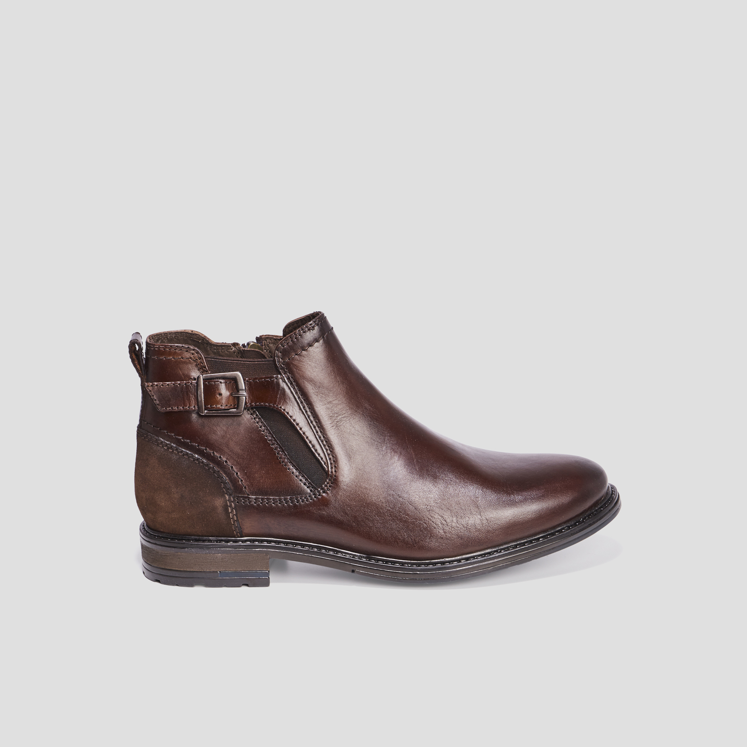 Bottines en cuir zippées Bram marron homme | La Halle