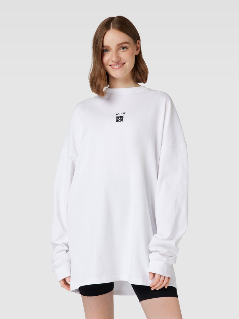 Oversized Longsleeve mit Label-Print in weiß
