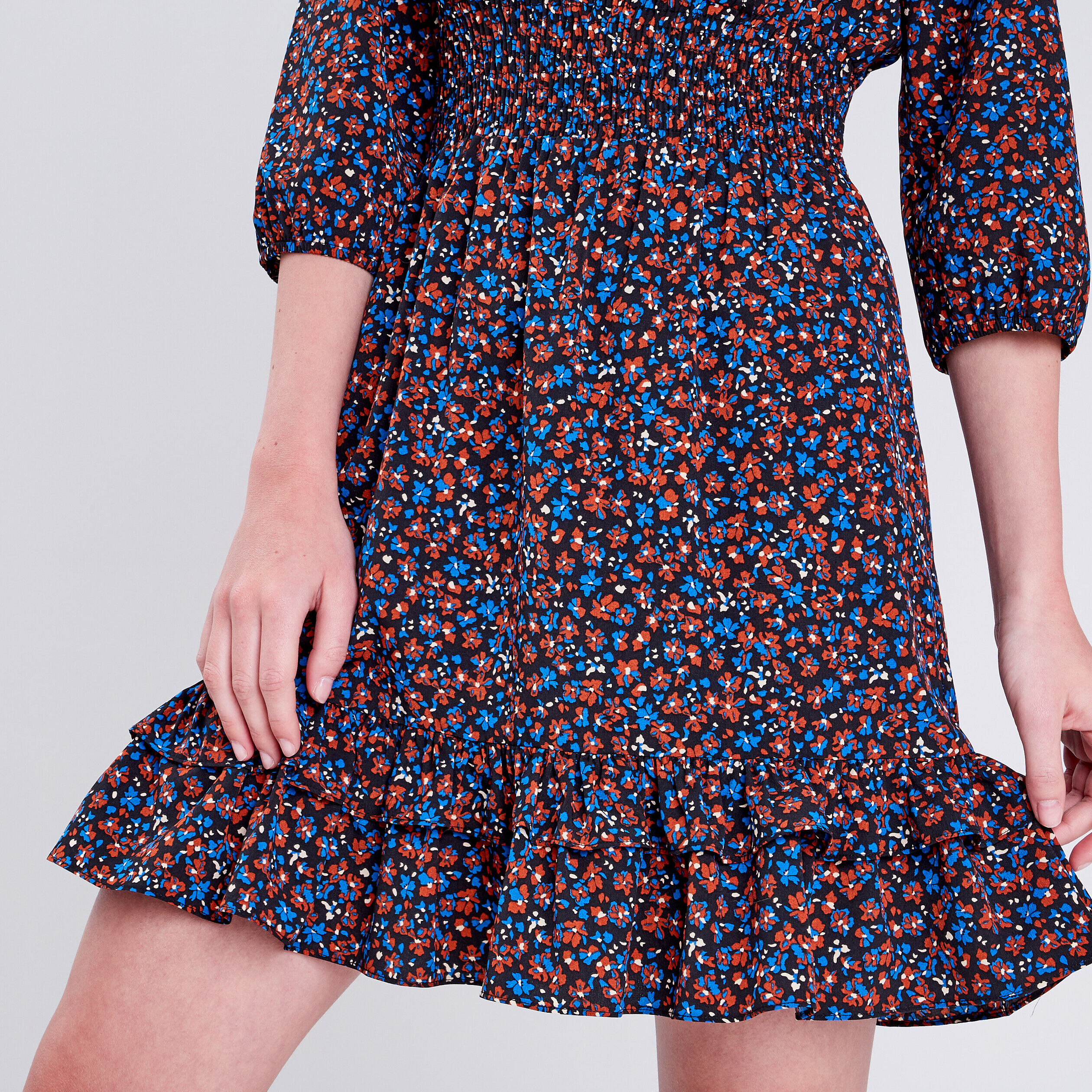 Robe droite smockée noir femme | Cache Cache