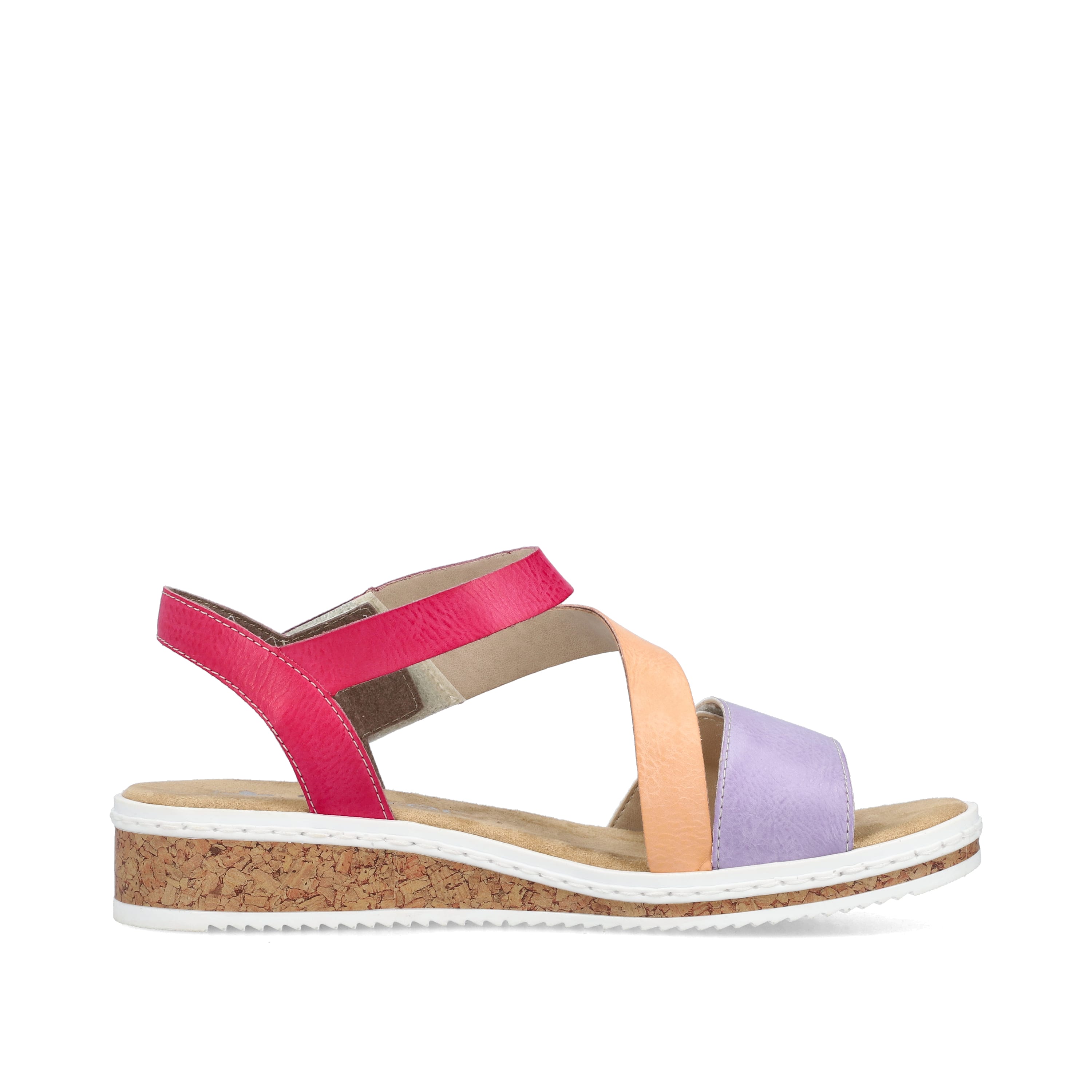 Rieker Damen Keilsandaletten lila-pink-lachsfarben
