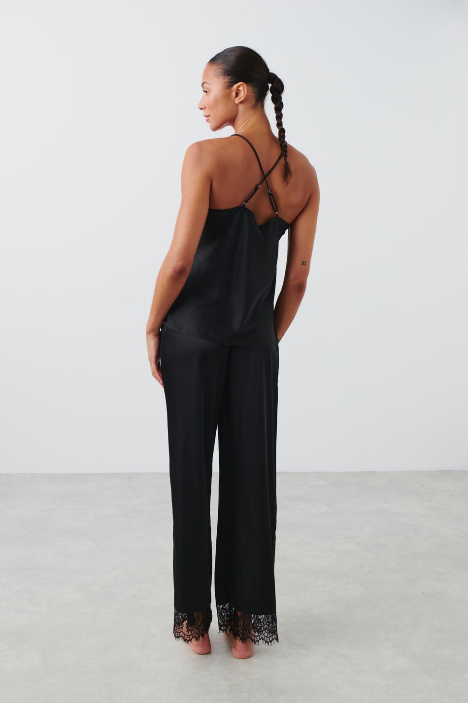 Satin lace trousers