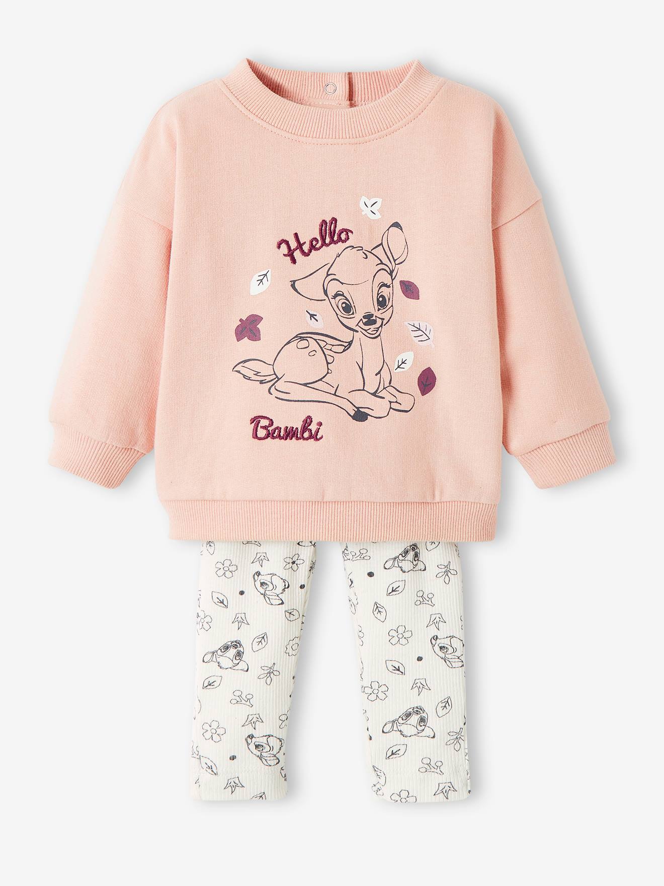Ensemble fille 2 pièces DS® Bambi rose clair uni avec decor