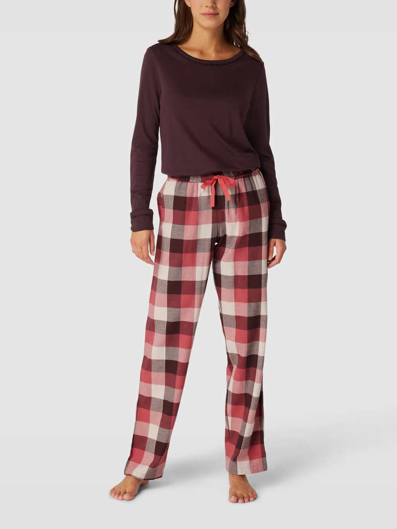 Pyjama-Hose mit Karomuster in bordeaux rot