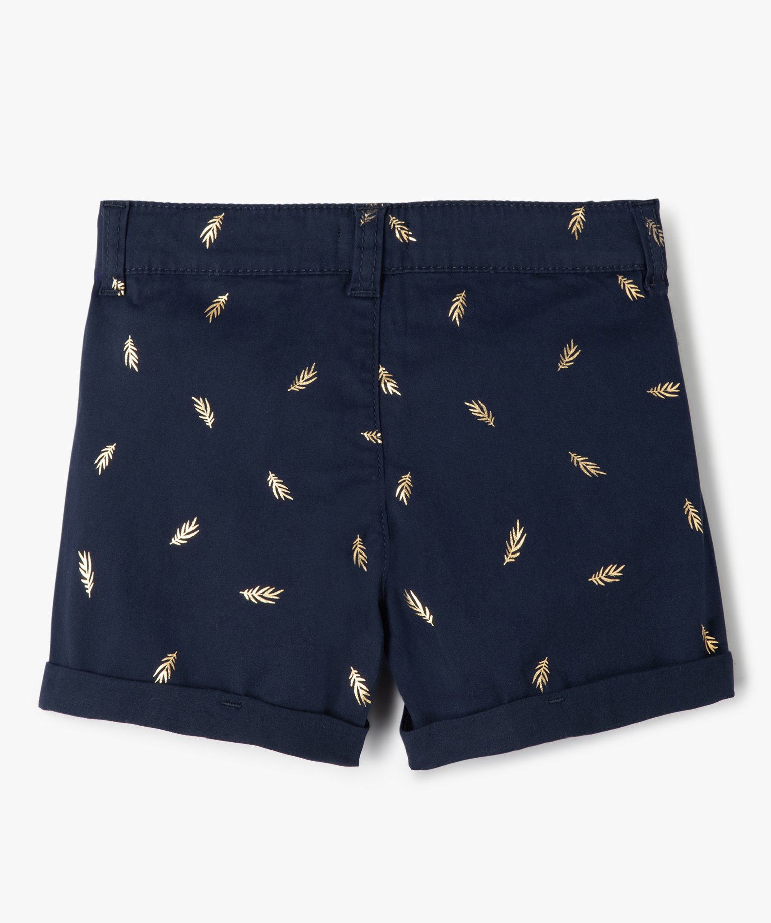 Short fille large en toile de coton avec motifs scintillants marine | GEMO