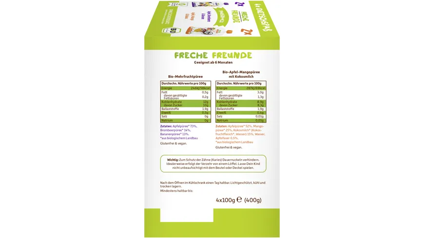 Freche Freunde Bio Quetschie Multipack Pausen-Mix 400 g
