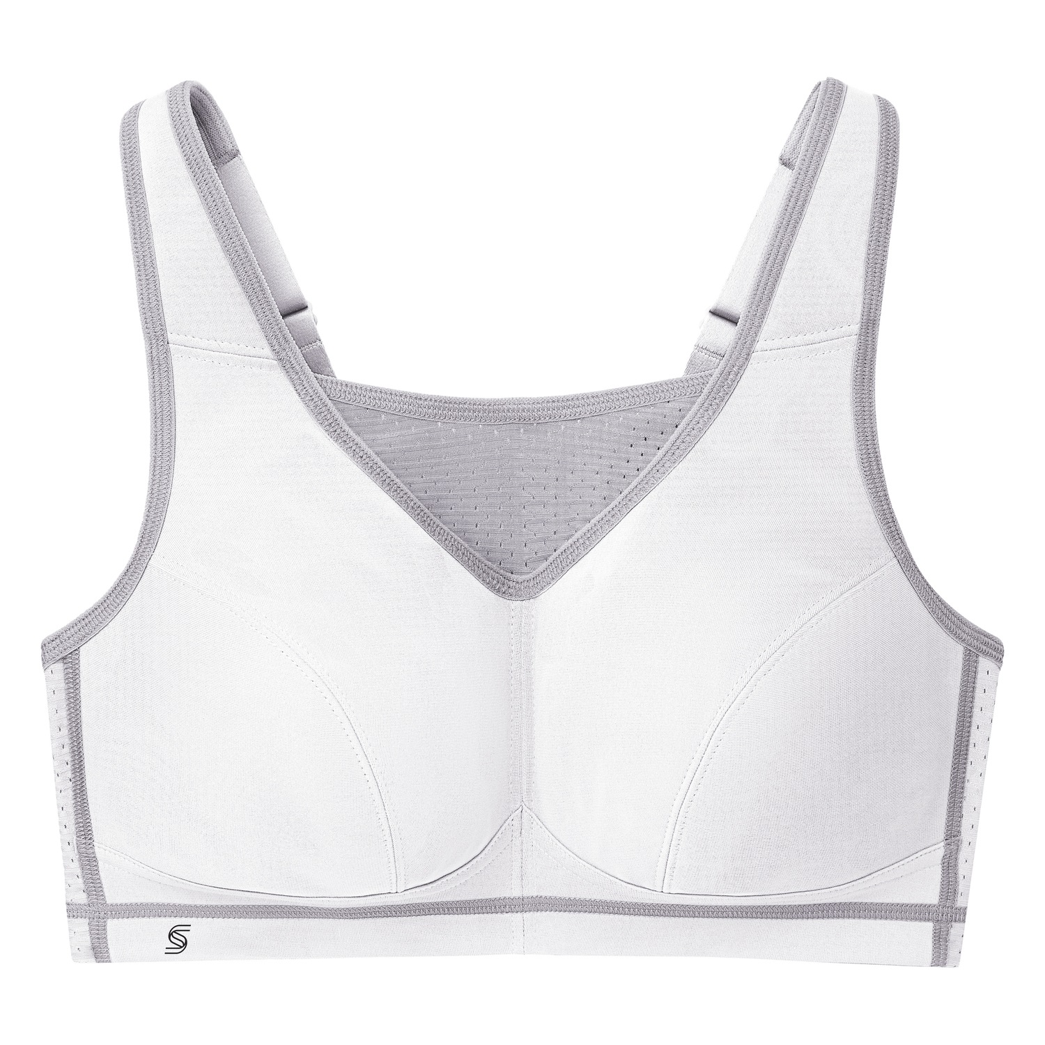 Elite Sport-Bustier mit bestem Halt - Weiß mit grauem Besatz