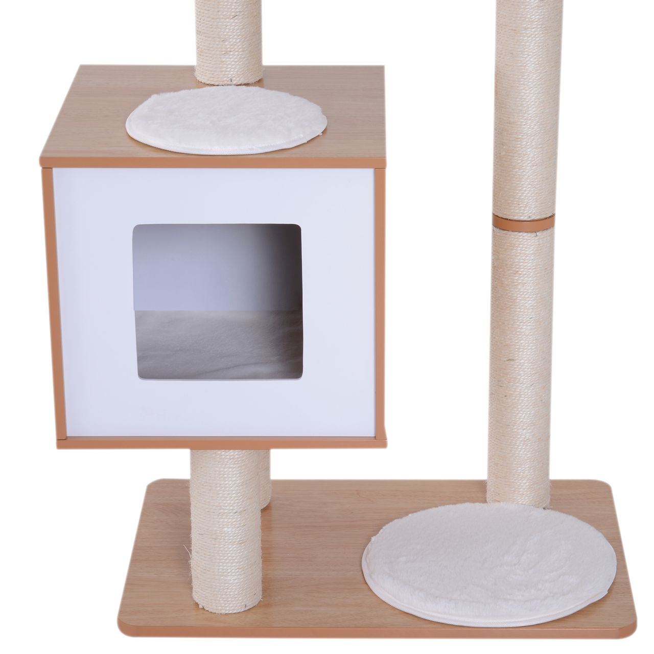 PawHut Katzenkratzbaum Katzenspielzeug Kletterbaum Sisal Polster Liegefläche mit Ball natur 66 x 47 x 120 cm