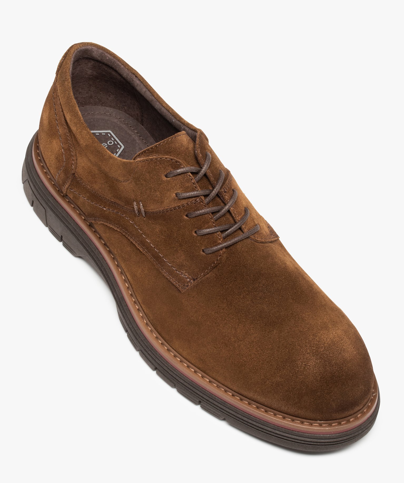 Derbies homme dessus cuir uni à lacets – Tanéo marron | GEMO