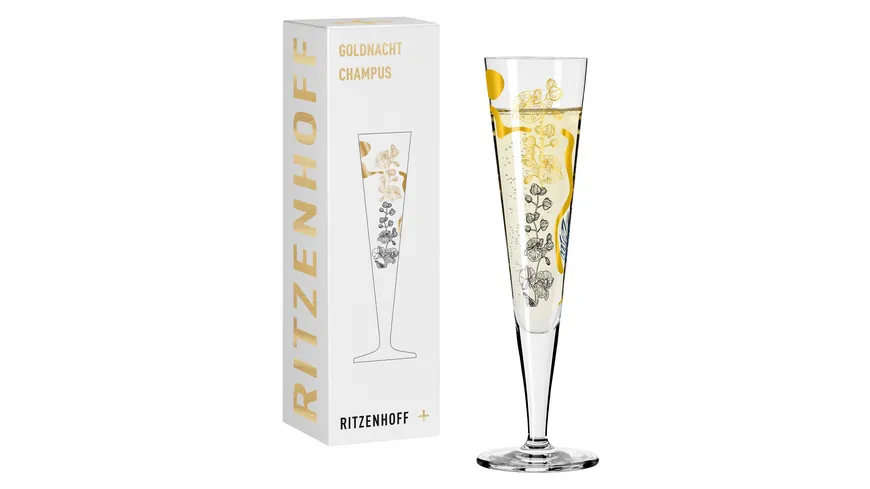RITZENHOFF  Champagnerglas Goldnacht #38 von Concetta Lorenzo H23 Schwarz, Gold