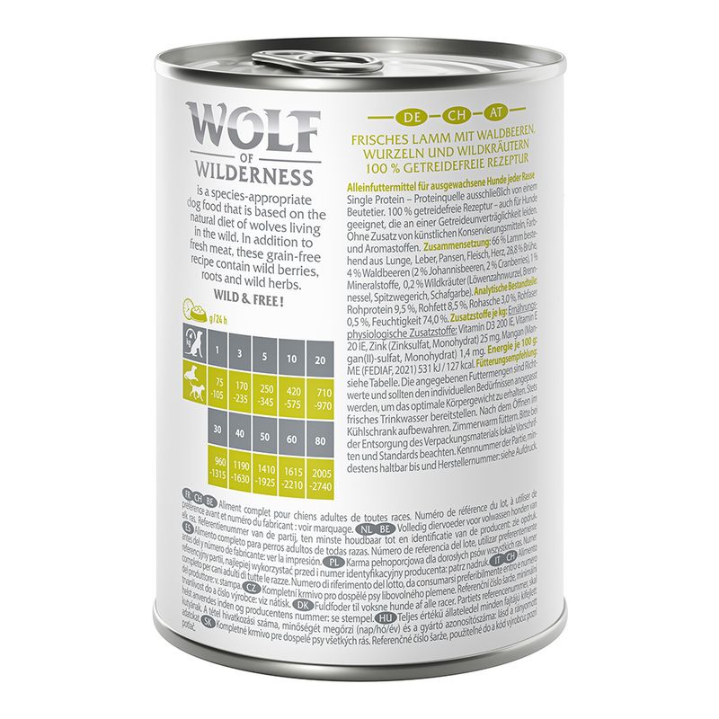 Wolf of Wilderness Adult 6 x 400 g - Single Protein