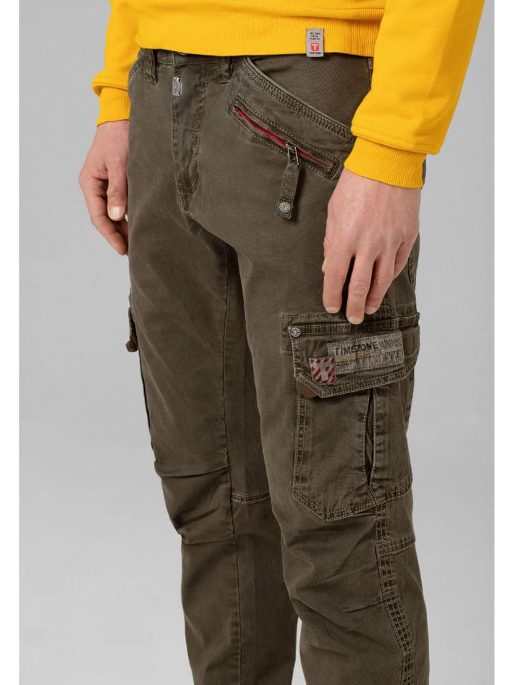 Timezone Hose Regular Fit mittlere Bundhöhe Slim Legs in Olive günstig kaufen