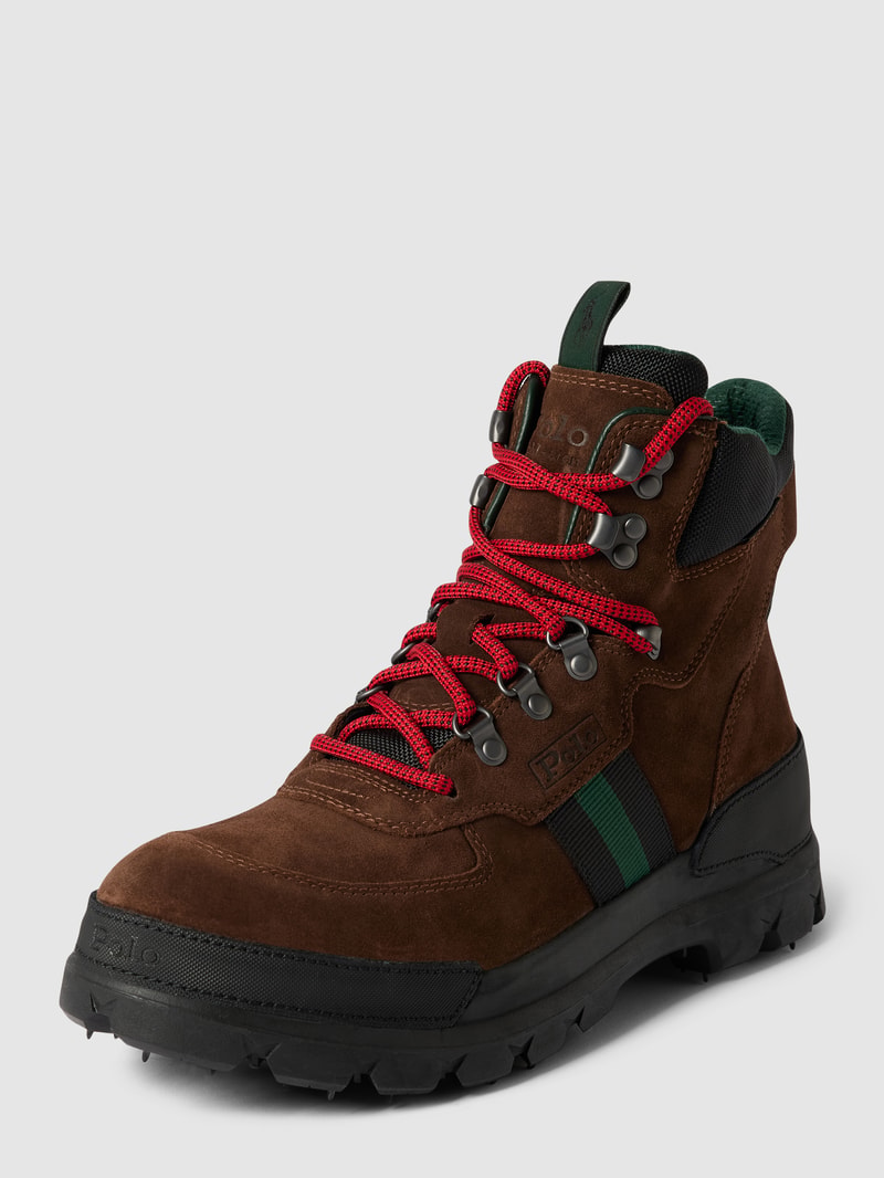 Schnürboots mit Kontraststreifen Modell 'OSLO' in dunkelbraun